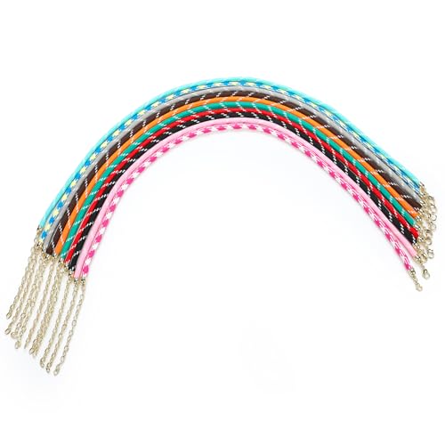 Kigeli 21 Woven Silk Satin Cord Rope Necklace Chain with Clasp 5mm Wide Multicolor Adjustable Braided Rope Necklace String for Pendants DIY Jewelry Making Summer Beach Gift(Colourful 10 Pcs)