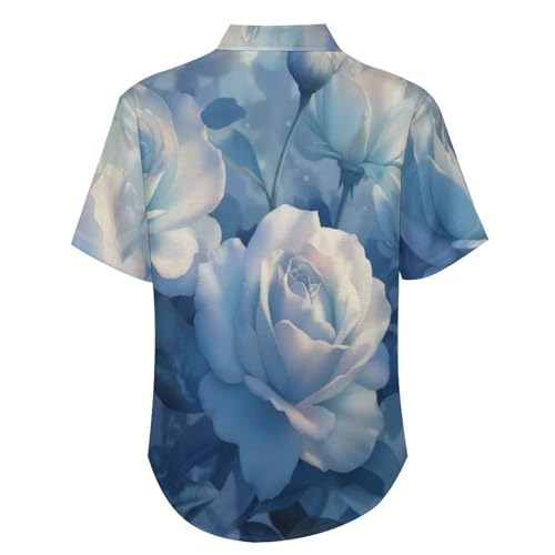 Camisa de hombre con estampado 3D rosa acuarela manga corta regular 3