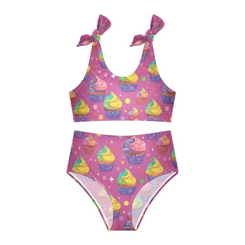 Wusikd Rainbow Cupcakes Girls Swimsuits Two Piece Swimwear Bikini Set for for Girls Size 3T3