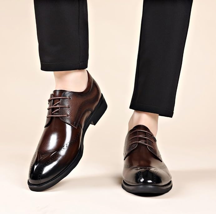 Men's Vintage Leather Lace Up Platform Oxfords Shoes Mens Classic Formal Dress Shoes Casual Derby Shoe for Men4