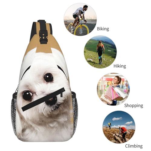 Cute Maltese Dog Men'S Crossbody Bag, Lightweight Mobile Phone Wallet Key Case,Travel fitness commuting chest bag4