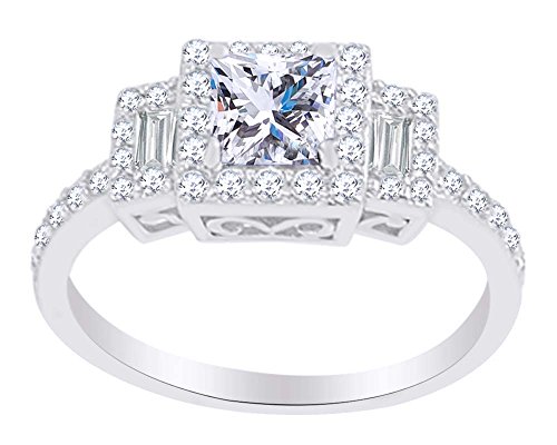 AFFY White Cubic Zirconia Halo Wedding Ring in 14k Gold Over Sterling Silver (1.21 cttw) - Main Image