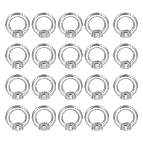 QUARKZMAN Dado Ad Anello Per Sollevamento M5, 304 Acciaio Inossidabile Forma Ad Anello Filettatura Femmina Dadi Fermo Per Ingegneria Porto Marino Fissaggio Argento, Confezione Da 20