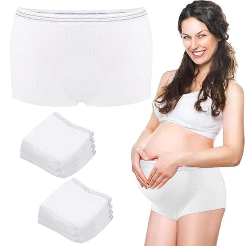 ALANX Mesh Postpartum Underwear Disposable Panties Women High Waist Maternity Postpartum Panties, C-Section Recovery Maternity Panties Soft, Breathable, Stretchy (8 Counts, Large)