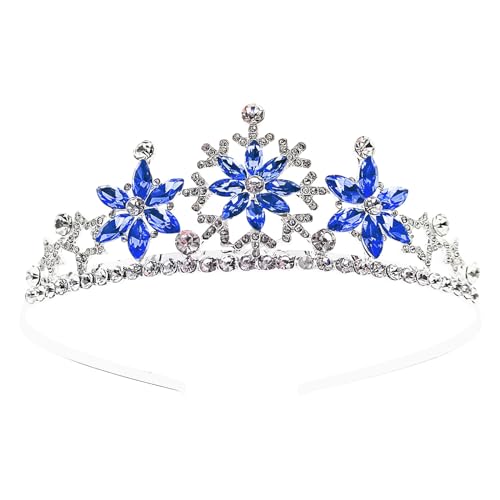 Arvintas Crystal Rhinestone Snowflakes Bridal Tiara Silver Wedding Headband Elegant Crown for Women Girls Bridal Wedding Prom Birthday Party Halloween Christmas (Blue)