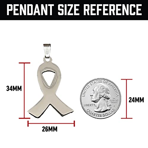 Elite Athletic Gear Cancer Ribbon Pendant With Chain Necklace - Stainless Steel4