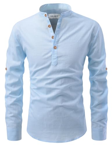 Image of Vida Loca Full Sleeve Mandarin Collor Cotton Casual Slim Fit Shirt for Men's