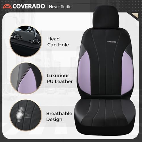 Image of Coverado Car Seat Covers 2-Pack, Seat Covers, Waterproof Leather Car Protectors Front Seats, Luxury Universal Fit Seat Covers for SUV, Truck, Sedan and Most Vehicles