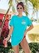 OCURHU Vacay Mode T Shirts for Women Summer Beach Shirt Funny Beach Party Hawaiian Tee Tops Cyan XL