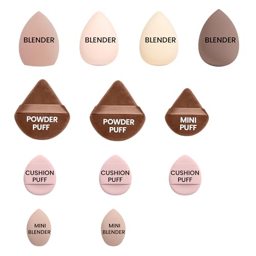 Image of Fashion Colour Just Dab!! 12PCS Makeup Sponge Set | Beauty Blender, Powder Puff & Cushion Puff | Foundation, Concealer & Powder Applicators | Soft, Flexible & Reusable | All Skin Types (03)