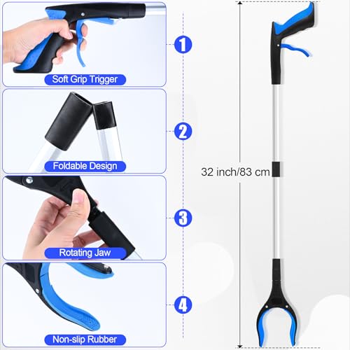 Image of 6 Pack 32 Inch Commercial Trash Grabber Tool for Elderly Assist, Foldable