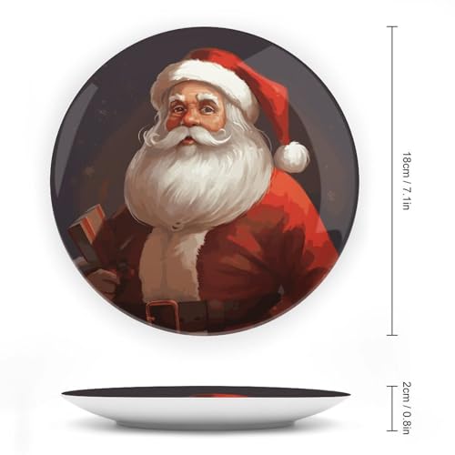 Plato decorativo Santa Claus de cerámica 7 pulgadas miniatura 2