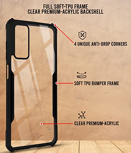 Image of Jkobi Back Cover Case for Xiaomi MI Redmi 10T | 10T Pro 5G (Crystal Glass Back | Camera Protection | Shockproof Bumpers | Professional Black)