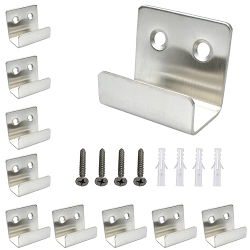 Image of 12 Pcs Stainless Steel Tile Display Hanger, Heavy Duty Wall Mounted Bracket Hooks for Ceramic Tiles, Mirrors, Picture Frames, Silver, 0.79 inch Inner Width