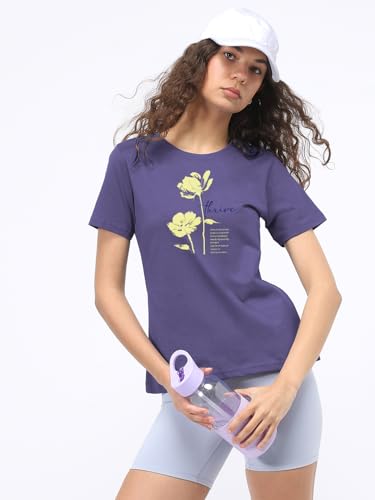 Image of Nobero Women's Graphic Printed T-Shirt | Regular Fit 180 GSM Cotton Tee for Women | Comfortable Round Neck Casual Wear