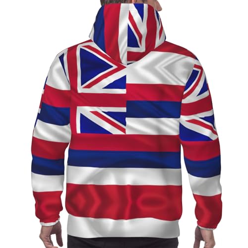 Sweat à capuche imprimé drapeau d'Hawaï manches longues casual