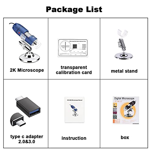 Image of 2K USB Digital Microscope for Android PC, 40-1000X Microscope Super HD Endoscope Magnifier Camera Compatible with Android Cellphone and Tablet Windows Mac Chrome Linux - Not for iPhone /iPad