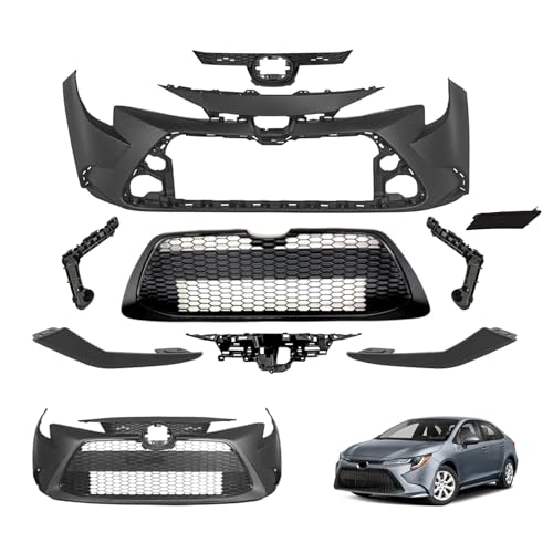 Corolla Front Bumper Cover Kit Compatible with 2020 2021 2022 2023 2024 2025 Toyota Corolla LE XLE W/Upper Grille Lower Grill & Fog Lights - Full Body Set