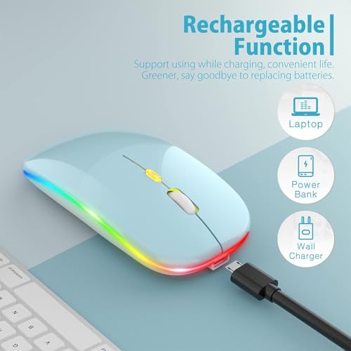 Image of LED Wireless Mouse, Slim Silent Mouse 2.4G Portable Mobile Optical Office Mouse with USB & Type-c Receiver, 3 Adjustable DPI Levels for Notebook, PC, Laptop, Computer (Blue)