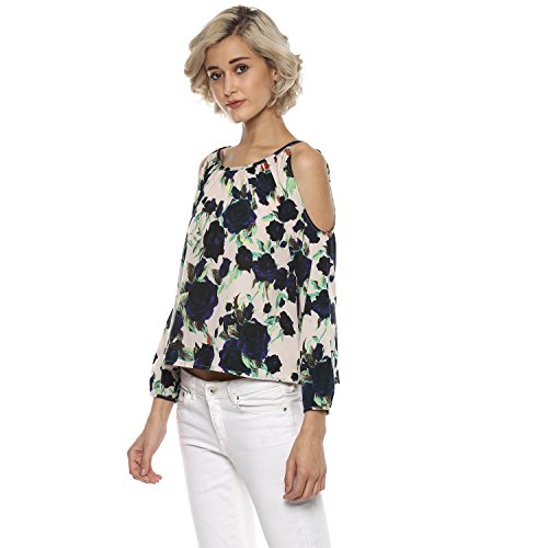 Image of Harpa Cold Shoulder Black Blouse(GR5096B-BLACK)