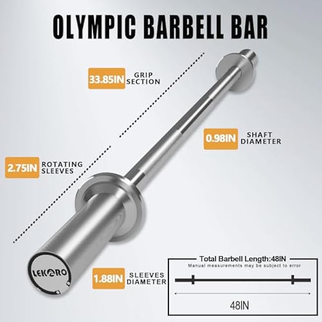 Olympic EZ Curl Barbell Bar, 48-inch Curling Bar, Fits 2-inch Weight Plates, Strength Training Bar for Squats, Hip Thrusts, Bench Press, and Weightlifting, with 2 Spring Collars (350LBS Weight Capacity£©