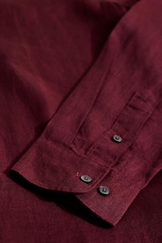 Image of SNITCH Men Casual Shirt | Slim Fit Full Sleeve Classic Collar Solid Pattern | 100% Linen, Breathable & Lightweight Fabric, Machine Washable