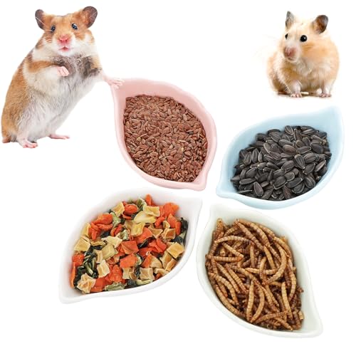 4-Pack-Hamster-Ceramic-Food-Bowl-Small-Animals-Chew-Resistant-Food-and-Water-Dish-for-Hamster-Gerbil-Hedgehog-Rat-Rodent-Colors-May-Vary 4 Pack Hamster Ceramic Food Bowl, Small Animals Chew-Resistant Food and Water Dish for Hamster Gerbil Hedgehog Rat Rodent (Colors May Vary) - Image 1