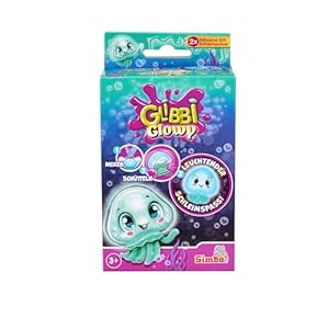 Simba 105953080 Glibbi Glowy, kwal met Glow in The Dark effecten, poeder verandert water in licht-slijm, 2×7 gram, glibber, badplezier vanaf 3 jaar, geel-groen
