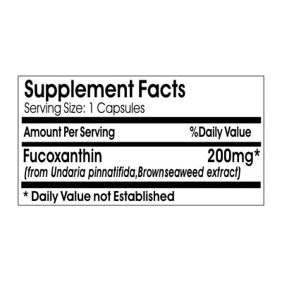Fucoxanthin 200mg // 100 Capsules // Pure