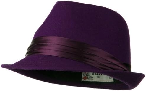 Fedora with Pleated Satin Band - Purple OSFM