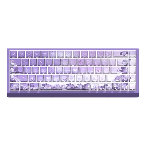 Touches de clavier transparentes au motif rose violette pour setup bureau zen