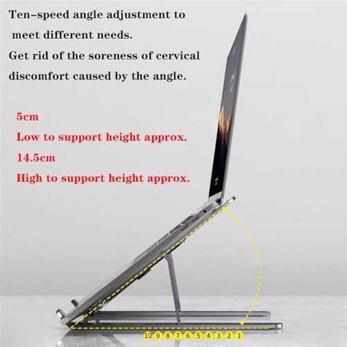 Support pour ordinateur portable de bureau en aluminium gris argenté réglable - 6