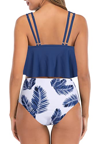 Image of Women High Waisted Bikini Swimsuit Flounce Vintage 2 Piece Bathing Suits