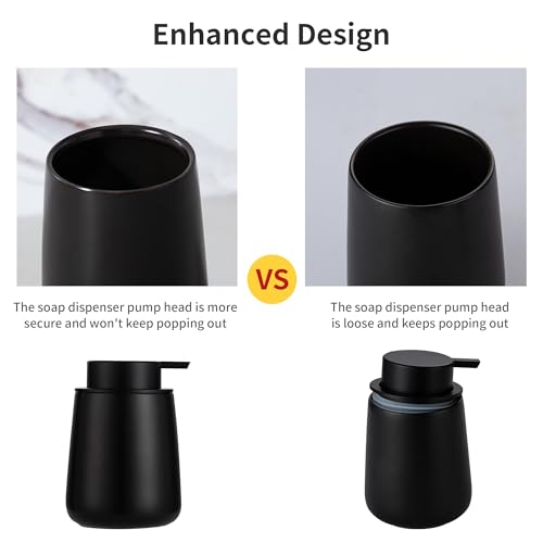Image of Enra Black Soap Dispenser,12 oz Ceramic Hand Lotion Dispenser, Refillable Dish Soap Dispenser,Modern Liquid Soap Dispenser for Bathroom,Kitchen with Easy-to-Press Pump(Black Liquid Type)