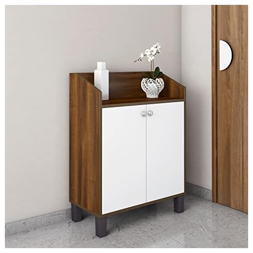 @home by Nilkamal Aze Engineered Wood Shoe Cabinet of 4 Shelf for Upto 6 to 8 Pairs (Walnut & White)