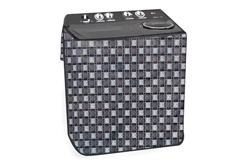 The Furnishing Tree PVC Waterproof Semi Automatic Washing Machine Cover Compatible for LG 9 Kg, 9.5 Kg & 10 Kg, DxWxH In Cms: ( 53.3x89x99 ), Basketweave Pattern Grey