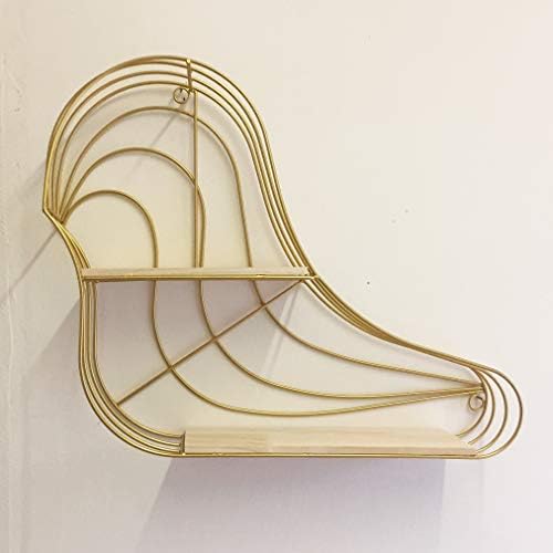 Ablerhome Decoration Set of 2 Small Circular Wrought Iron Wall Shelf Wooden Storage Shelves Hanging Decor Hanging Display Rack (2pcs Round Black)