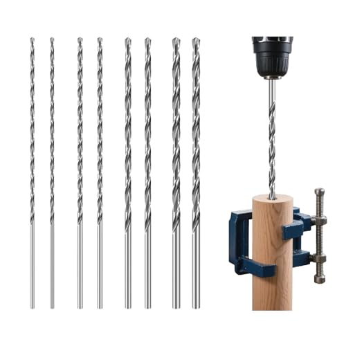 YIJIZE 200mm Broca Helicoidales Madera, Diámetro 3mm 4mm 5mm 6mm, 8pcs HSS Juego de Brocas, Para Madera, Plástico