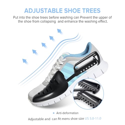 Teletrogy Shoes Laundry Bag Keep Shoes Clean, Shoe Wash Bag for Washing Machine, Durable Zipper Laundry Washing Bag, Sneaker Tennis Cleaner Kit Adjustable Shoe Trees - Home Dorm Travel Essentials