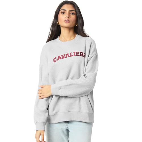 Hype & Vice Womens NBA Officially Licensed Cleveland Cavaliers Offside Crewneck Sweatshirt Pullover - Grey M