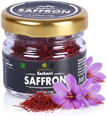 Kashmir Exotics Pure Kashmiri Saffron Mongra A++ Grade; Pampore Origin (1 g)