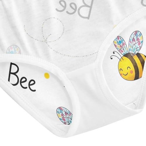 Toddler Girl Panties, Cute Bees White Cotton Girls Underwear, 2T–8 Years4