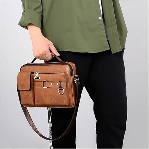 Image of Handcuffs Sling bag for Man & Woman With Earphone Port | PU Leather Cross Body Travel office Messenger| One Side Shoulder Bag with Adjustable Strap (Rust)