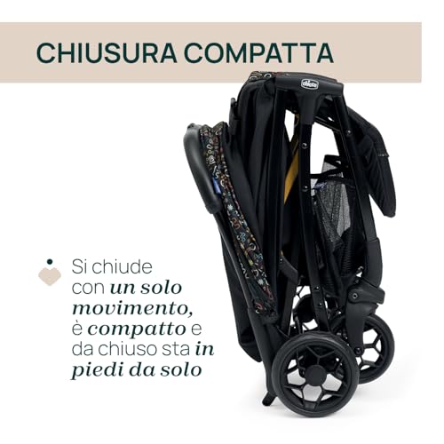 Chicco, Glee, Passeggino 0+ Mesi-22 Kg, Con Chiusura Automatica E Compatta, Capotte Estensibile Con Trattamenti UV50+ Antipioggia, Schienale Reclinabile E Regolabile, Poggiagambe - 4