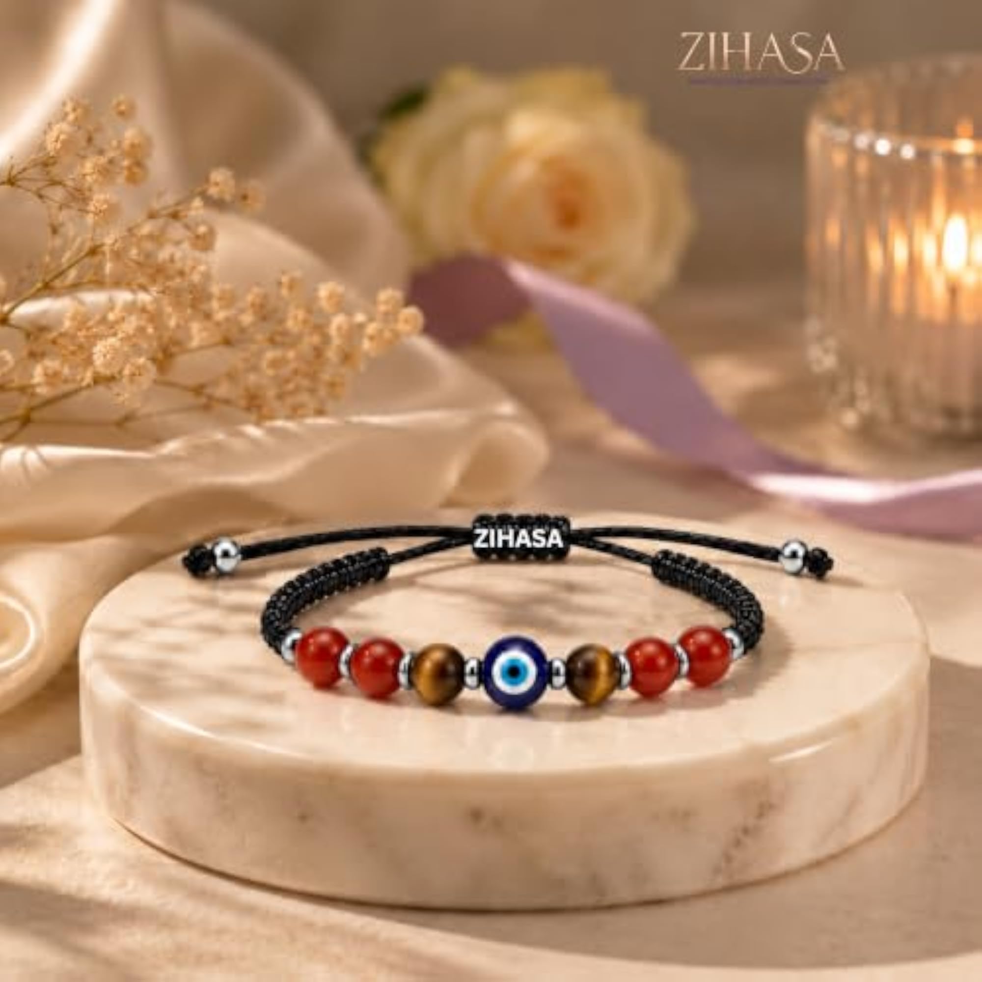 Aries Rashi Zodiac Red Jasper & Tiger Eye Bracelet
