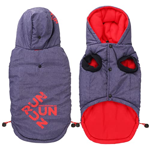 Idepet Cappotto per Cani antivento,Cani Giacca calda invernale Gilet Outdoor Cotton Dog Felpa con Cappuccio Abbigliamento per Cani di Piccola Taglia