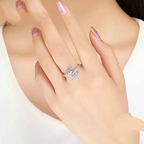 Bague ajustable femme argent S925 bleu willow shape chic
