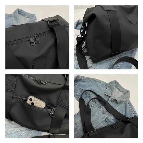Image of WILDHORN Nylon Travel Duffle Bag for Women & Men | Stylish Weekender Handbag with Shoulder Strap | Lightweight Multipurpose Gym, Office & Overnight Bag (Black)
