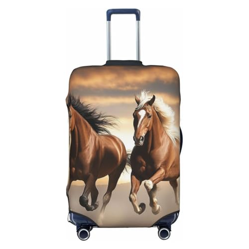 Travel Suitcase Cover, Elastic Zipper Luggage Suitcase Cover, Dustproof Baggage Protector Bag - Fits 18-32 inch Luggages (Animal Running Wild Horse Art)