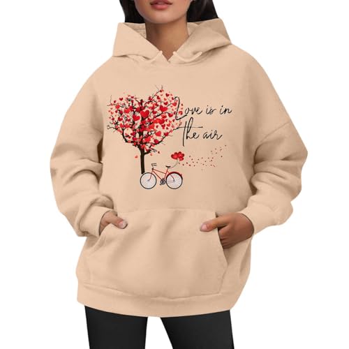 Suéter de gran tamaño para mujer, para el día de San Valentín, con estampado de amor, romántica, para mujer, como idea de regalo, suéter elegante, Caqui-1., L